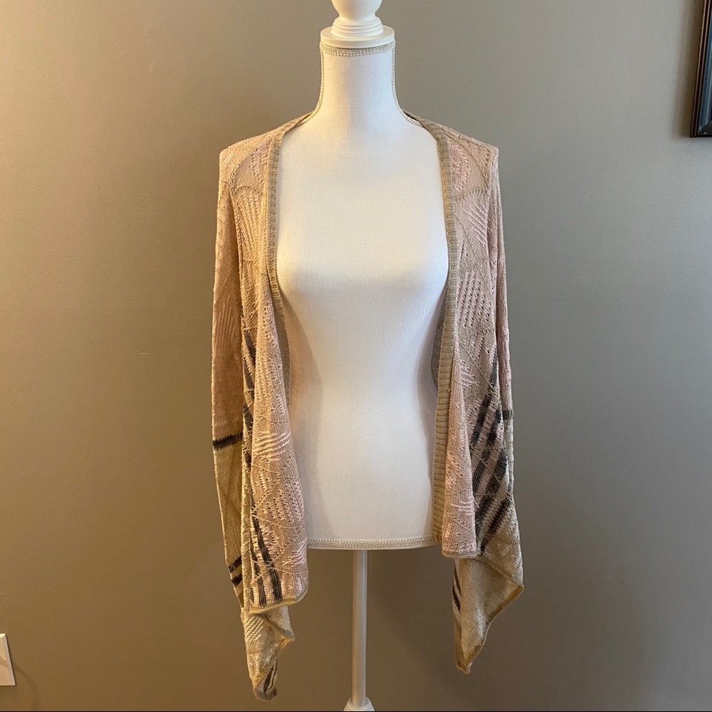 Miami Womens Pink/ Tan Patterned Ribbed Shawl